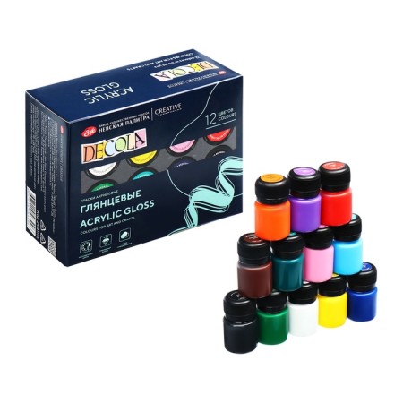Acrylic paint, set of 12 colors x 20 ml, ZHK Decola, glossy, 2941116-9