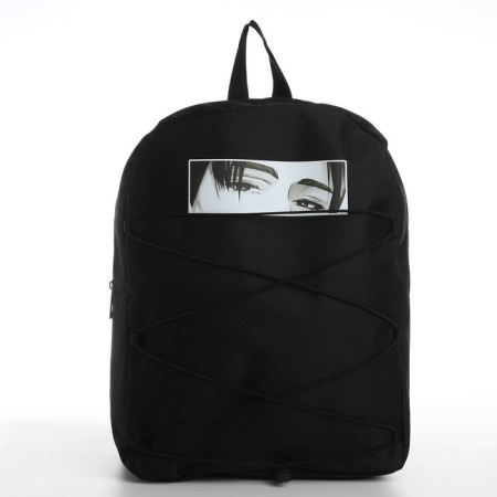School textile Backpack with anime lacing, 38x29x11 cm, black-4
