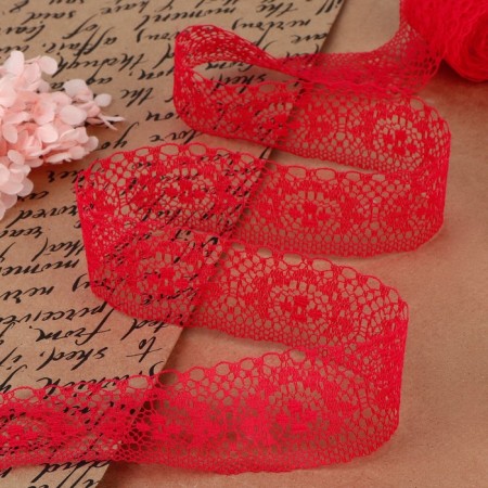 Capricon lace, 35 mm × 10 ± 1 m, red color
