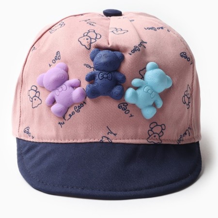 Baby Minaku cap "bears", pink color, size 44-46-1