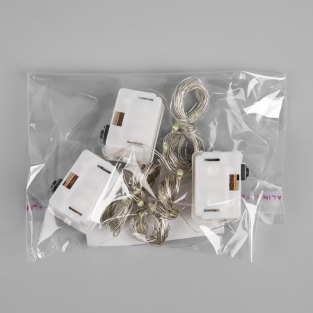 Set of garlands “Thread” 2 m Rosa, IP20, silver thread, 20 LED, white glow, 3 modes, AG13x3, 3 pcs.-4