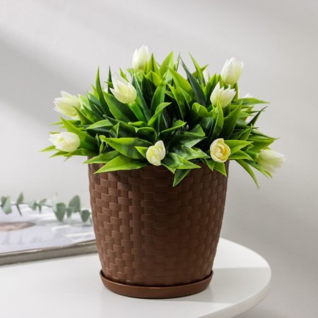 Pot for flowers with a paradon "Roatan", 1.2 l, the color is dark brown