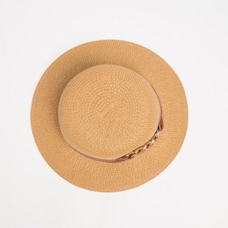 Women's hat with a chain minku beige color, rn 58-1