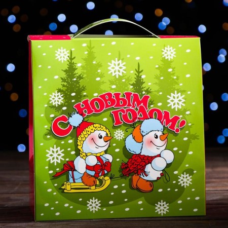 Gift box "Bag with snowmen", 21.4 x 22.5 x 9.3 cm-1