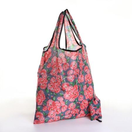 Household bag without fastening, folding, gray/pink color