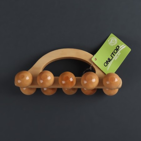 Massage "Caterpillar", universal, 17.5 × 7.5 × 6.5 cm, 10 balls, wooden-7