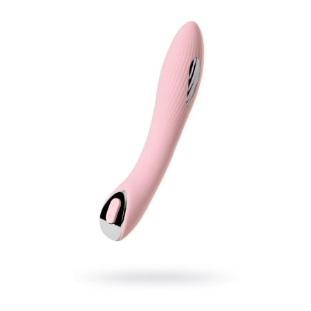 Vibrator with electrical stimulation Tesla G-Point, silicone, pink color, 21 cm