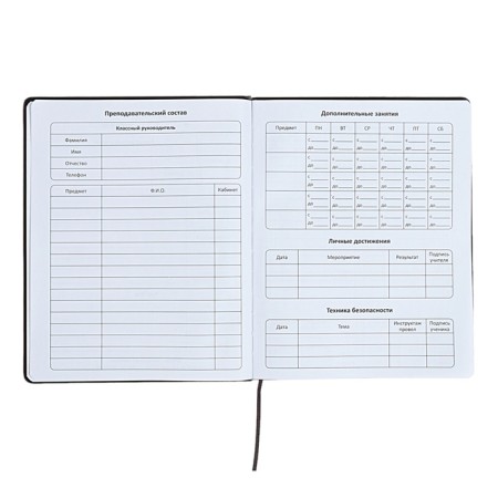 The universal diary for the 1-11 classes "Anime", a solid cover made of artificial leather, application, lies, 48 ​​sheets, black-4