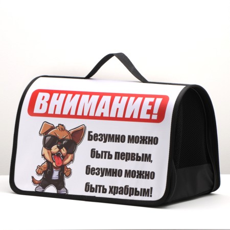 Bag - Frame Animal Carriage, 45 x 25 x 30 cm white with a dog-2
