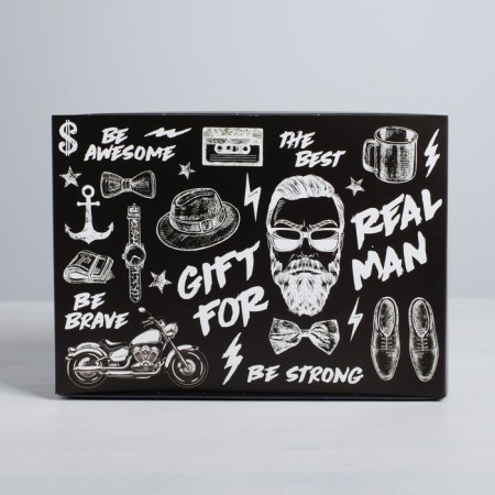 Gift folding box, packaging, Gift for Real Man, 25 x 18 x 10 cm-1