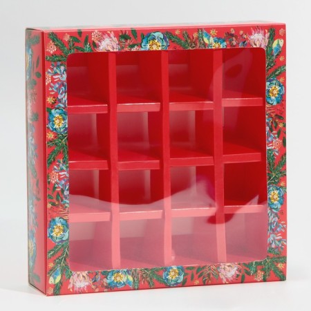 Box for 16 sweets with “Bright New Year” cells 17.7 x 17.7 x 3.8 cm, New Year-5