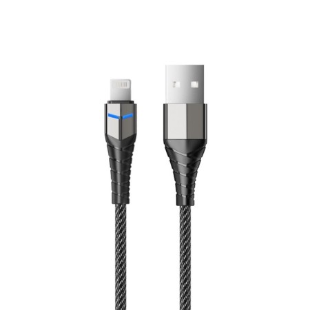 Cable AcCESSTYLEL AL24-F100LED, Lightning-USB, 2.4A, LED, Fast charging, 1m, black-gray
