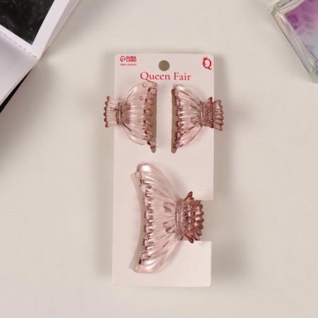 Hair crab "Florian" (set of 3 pcs) bag, 6.5 and 4 cm, pink