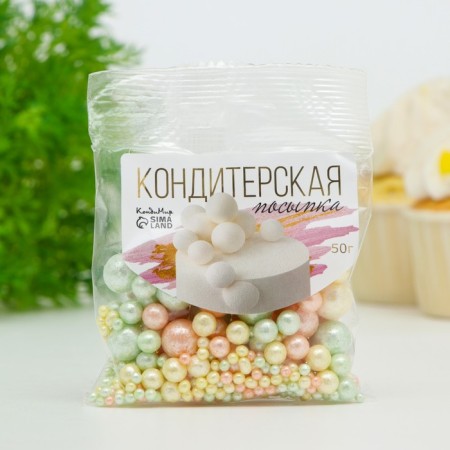 Confectionery sprinkling "Delicate shine": vanilla, powder, mint, 50 g-1