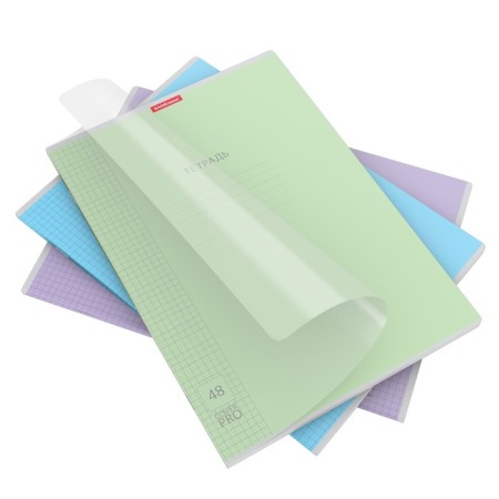 A4 notebook, 48 sheets in a cage, Erichkrause "CoverPrO classics", plastic cover, offset 100% white, mix