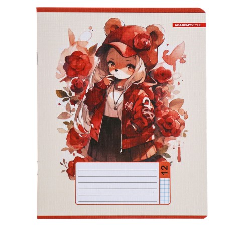Notebook 12 sheets in a cage "with ears", cover cover, texture, mix-3