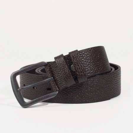 Male belt, width 4 cm, screw, buckle metal, brown color