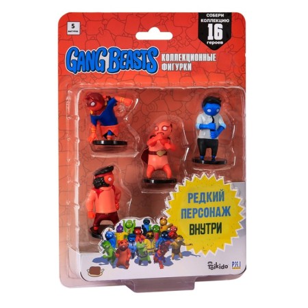 Set of Gang Beasts figures, with a red hero in a cloak, 5 pcs-1