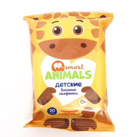 Wet napkins Smart Animals No. 20 Children with chamomile and vitamin E mix-2