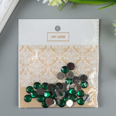 Decor for creativity plastic "Rhinestones Round. Bright green" set 36 pcs 1x1 cm-2