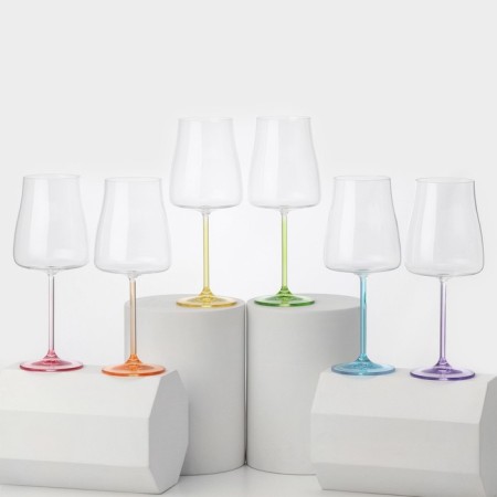 Set of glass glasses Rainbow Fresh, 400 ml, decor, 6 pcs