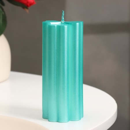 Candle-cylinder "four-leaf", 4.5x10.5 cm, tiffany, metallic, 6 hours-1
