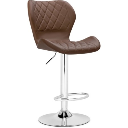 Barrier stool PORCH Metal/Eco -leather, chrome/brown 46x49x88 cm