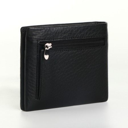 Male purse for magnet, clip for bills, separation for SIM cards, black color-1
