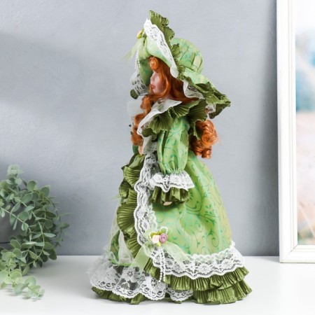 Doll Collectible Ceramics "Lady Julia in an olive dress with lace" 40 cm-3