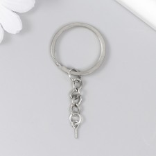 The base for the key fob Ring metal with a chain and screw silver 3x6.4 cm