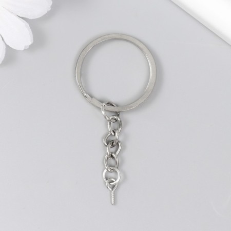 The base for the key fob Ring metal with a chain and screw silver 3x6.4 cm