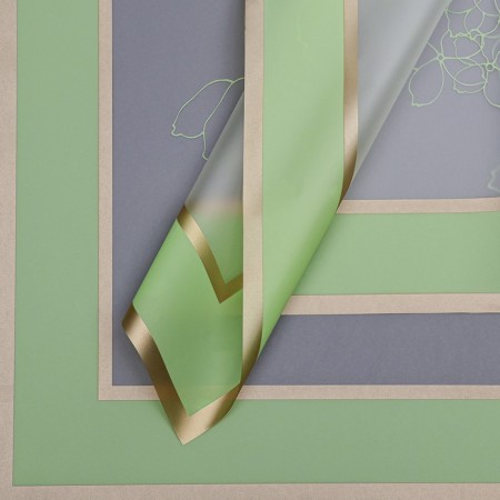 Matte flowers film, "Flowers with a border", 58x58cm, green