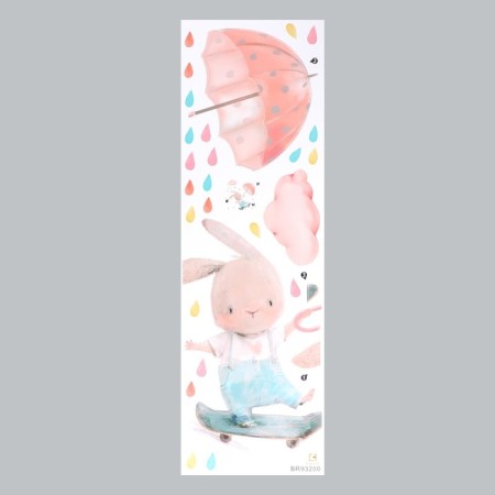 Sticker Plastic Interior color "Bunny on a skate, with an umbrella" 30x90 cm-1
