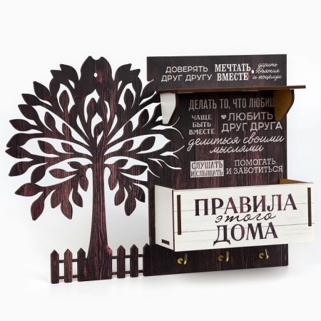 Ключница настенная с полкой «Правила дома».-1