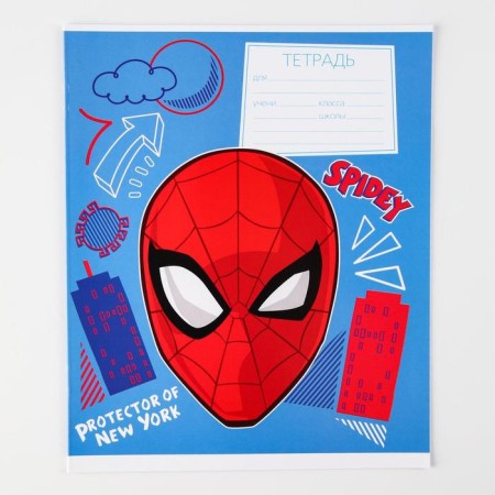 Notebook in a cage 12 sheets, 5 types of mix, cover coated cardboard, spider-man-2
