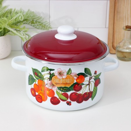 Cylindrical “cherries”, 5.5 l, with a lid, induction, white color, white