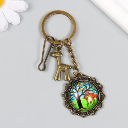 Frill metal, glass with a carbine "Giraffe and a tree in the medallion" Bronze 9.5 cm-1