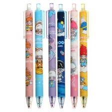 Gel pen, automatic 0.5 mm, black rod, body with a pattern, mix (barcode on a piece)