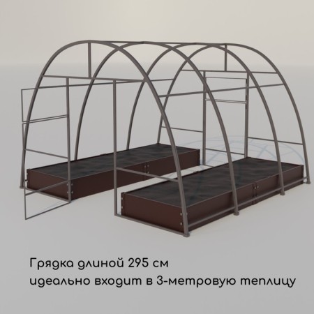 Glocked bed, 295 × 100 × 15 cm, brown, Greengo-5