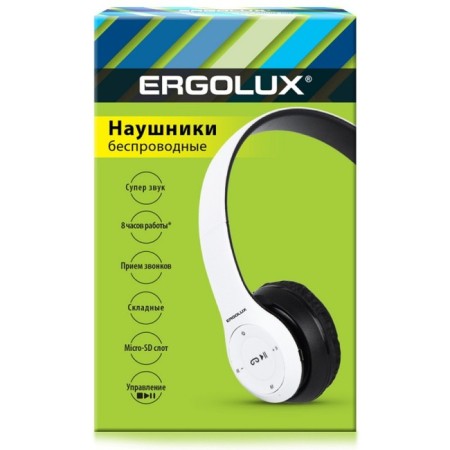 Headphones Ergolux ELX-BTHP01-C01, wireless, invoices, microphone, 250mach, FM, white-4