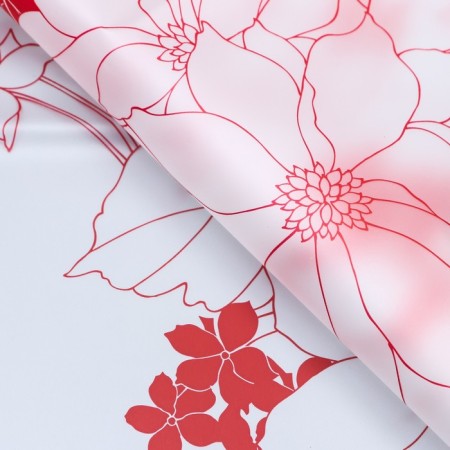 Matte flowers film, "Flowers with a border", 58x58cm, red-1