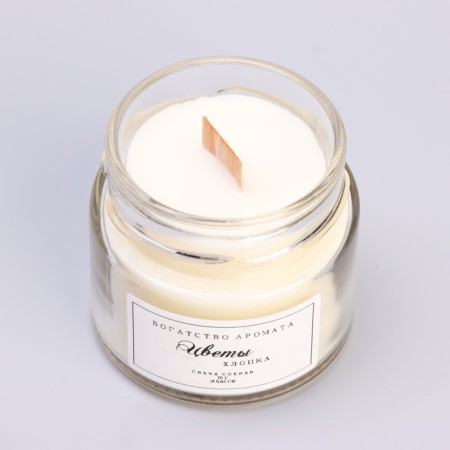 Aromatic candle made of soy wax in a jar, 75 g, cotton flowers-3