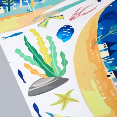 Interior plastic sticker "Whale and abstraction" 50x70 cm-2