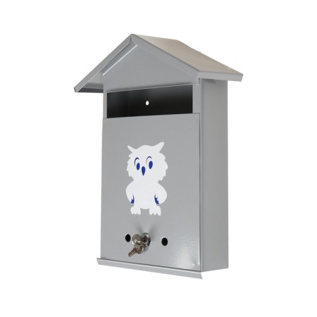 Mail box with a lock, vertical, "house", gray-8