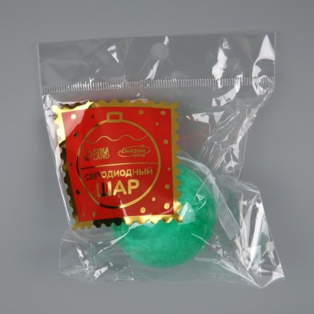 Christmas ball "Winter pattern green" d = 5 cm, 1 LED, AG13X3 (in the set), glow warm white-3