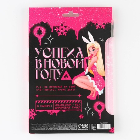 Gift New Year's set "Time to shine": Diary in a thin cover, A5, 80 sheets and pen, plastic-7