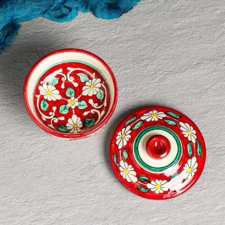 Sugar of Rishtan ceramics "Patterns", 250 ml, red-1