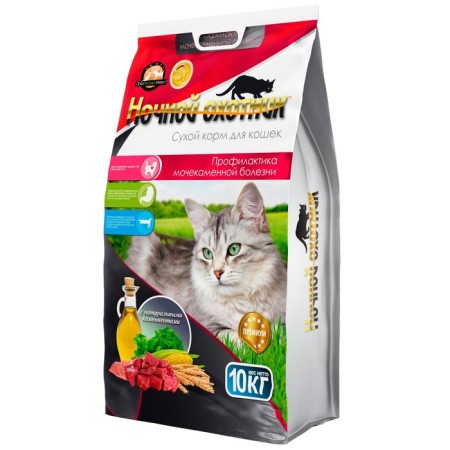 Dry food "Night Hunter" for cats, prevention of urolithiasis, 10 kg