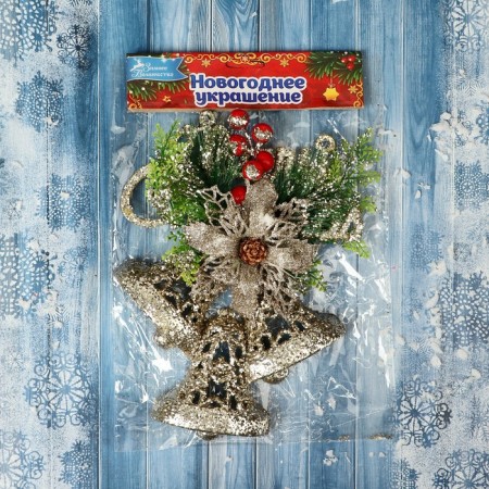 Decoration New Year's "Triple bell" Star pattern, 17x24 cm, gold-1