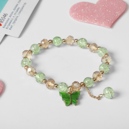Bracelet Children's "chosen" butterfly, green color in gold